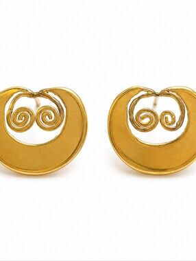 Vintage Modernist Earrings Gold Vermeil Over Sterling Silver